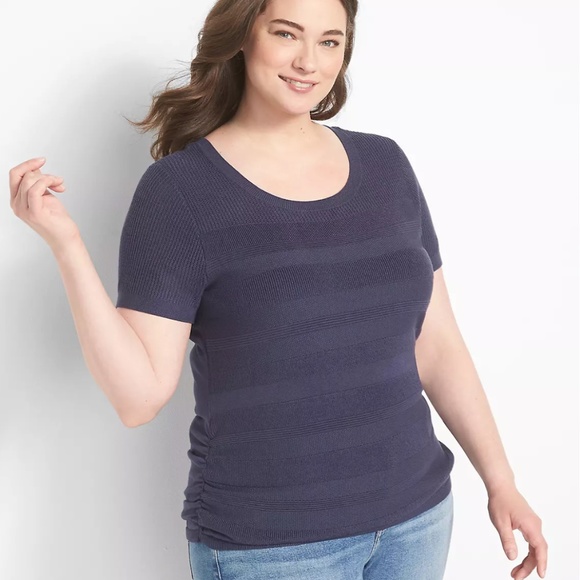 Lane Bryant Indigo Pullover Sweater-Size 26/28-Short Sleeve-Crew Neck-NEW - Picture 1 of 3